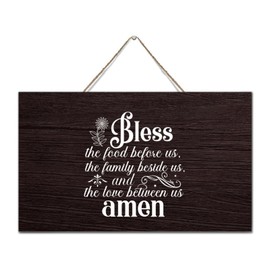 Bless The Food before Us,the Family Beside Us,and The Love between Us Inspirational Wall Décor Wood Signs 6x10 Inch Country Wall Art Wood Plaque with Sayings Home Decor for Living Room Office