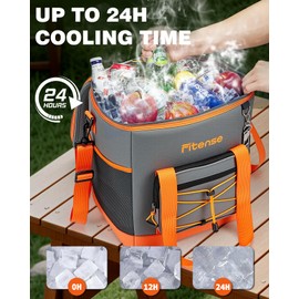 Fitense Soft Cooler Bag Insulated 20L/33L, 27/50 Cans Collapsible Camping Coolers 4-Layer Leakproof Portable Ice Chests for Beach, Travel, Picnic, Grocery, Kayaking (Soft Coolers 33L)