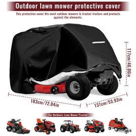 Riding Lawn Mower Cover - Waterproof Outdoor Tractor Cover Fits Decks up to 54" Heavy Duty 420D Durable Tearproof Tractor Covers Universal Fit for Outdoor Lawnmower Covers Rider Garden Zero Turn Mower