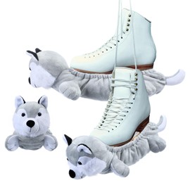 RoundFunny Dog Animal Ice Skate Blade Covers for Hockey Skates Cute Skating Soakers Cover Figure Skate Guards for Winter Skating Accessories Boys Kids Girls Adult