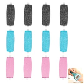 [Pack of 12] Extra Coarse Mineral Replacement Rollers for Scholl Velvet Smooth Callus Remover Refill - Refill Rolls with Diamond Particles, 3 Grits for Soft, Hard and Dry Feet