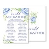 Would She Rather Bridal Shower Games, 25 Blue Floral Wedding