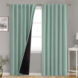 BGment Blackout Curtains with Thermal Insulation Liner Curtains 84 Inches Long, Rod Pocket and Back Tab Double Layer Room Darkening Window Curtain for Bedroom(52 x 84 Inch, 2 Panels, Frosty Green)