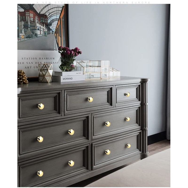 NC 6 Pieces Solid Small Gold Cabinet Knobs Round Mushroom