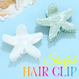 CASDRE Starfish Hair Claw Clips Mermaid Hair Clips Beach Hair Clamps Accessories for Women (Pack of 2) (Color A)
