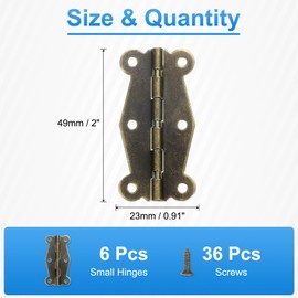 sourcing map 6Pcs 90 Degree Small Hinges for Wooden Box, Folding Butt Hinges Cabinet Hinges with Screws for Cabinet Doors Wooden Box Drawer (Bronze)