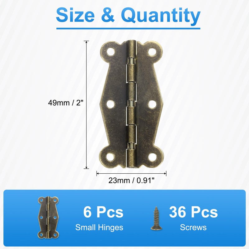 sourcing map 6Pcs 90 Degree Small Hinges for Wooden Box,
