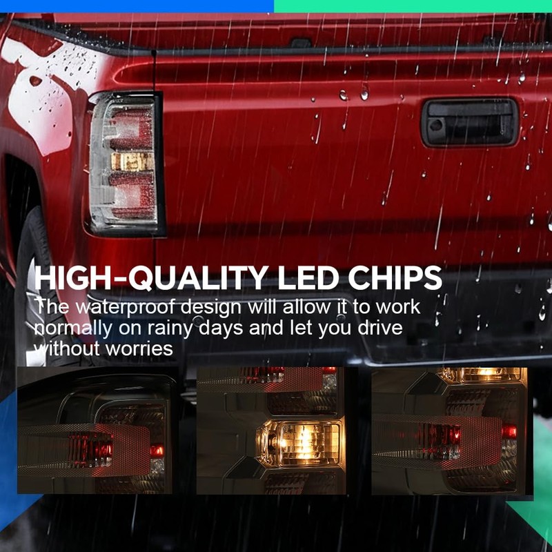 DOTCOM Tail Lights Assembly Rear Brake Lamps w/Bulbs,Fit For 2016