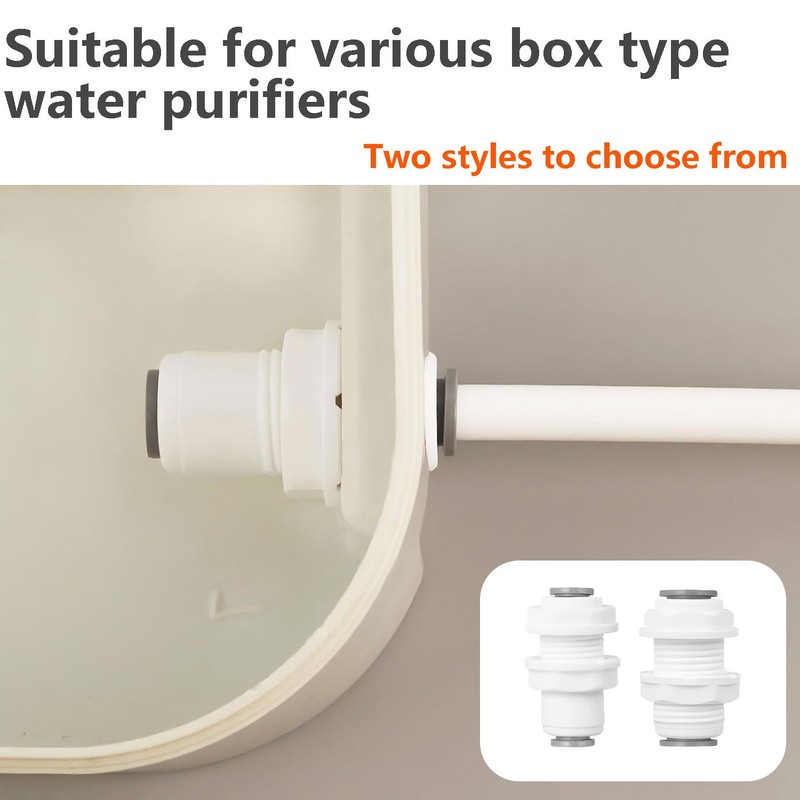 Qrity 1 Set Bulkhead Fitting, Water Filter Fitting, 1/4 Inch