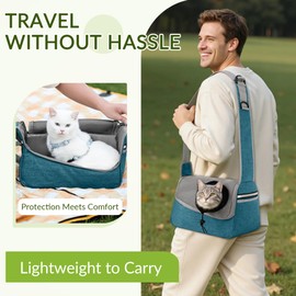 ALLSOPETS Dog Carrier Sling for Small Dogs and Cats Breathable Cat Carrier Bag Travel Pouch Adjustable Shoulder Strap with Side Pocket for Outdoor Travel Camping (Sky Blue)