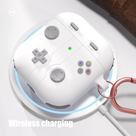 MINUUISCT Case for Airpods 1 2nd Generation with Keyring, Classic Game Player Console Design Case, TPU Cover for Airpod 2 Wireless Charging Case, Protective Case, White