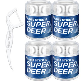 Super Deer Floss Picks (200 Count)-Twin-Line, Tooth Picks Flossers with 4 Travel Cases, Helps to Fight Tooth Decay and Keep Your Teeth Clean, Flossing Sticks for Family (Barrel Floss B(200 Count))