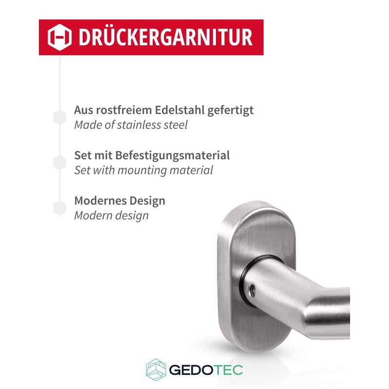 Gedotec Cuba Door Handle Set Garden Gate Door Fitting Stainless