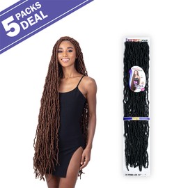 Shake N Go FreeTress Crochet Braids 3X Bona Loc 34 inch (5-pack, 1B)