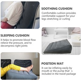 Inflatable Travel Wedge Pillow with Air Pump, Portable Lightweight Bed Wedge Pillow for Sleeping, Legs Elevation Pillow for Swelling Relief, Triangle Post Surgery Pillow w/Washable Cover (Dark Grey)