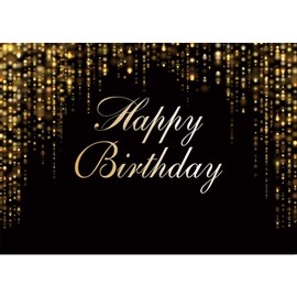 SeekPro 6X4FT Gold Glitter Black Happy Birthday Backdrops Starry Sky Shining Abstract Photo Background Birthday Party Banner Kids Newborn Photography SK3202C