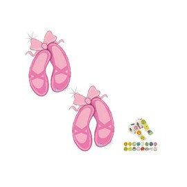 Set Of 2 Pink Ballerina Slippers 40'' Balloons Birthday Party Decorations Favors Includes 10 Stickers Valueballoon Party & Gifts Holographic