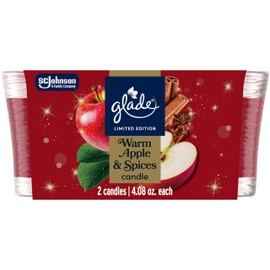 Glade 1-Wick Scented Candle Jar, Warm Apple & Spices, Air Freshener Infused with Essential Oils, 4.08 Oz, 2 Count