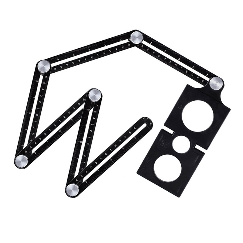 6 Fold Ruler Aluminum Alloy Portable Lightweight Black Folding Multi