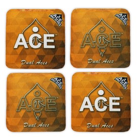 CornholeAce Dual Aces | Orange (Set of 4 Bags) | ACE Pro Stamped | Dual Sided Slick Slicker All Weather Waterproof | 7/8 Speed | Professional Cornhole Bags