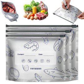 30PCS Reusable Aluminum Foil Sealable Storage Bags, Upgrade Reusable Aluminum Foil Storage Bags, Stand Up Foil Freezer Bags for Vegetable Fruit Meat (S+M+L)