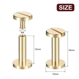 uxcell 30Pack Brass Chicago Screws, 15x10mm Flat Head Screw Back Binding Post Nail Stud Rivets Fastener for DIY Leather Craft Belt Strap