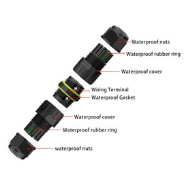 2 Pin IP68 Outdoor Waterproof Electrical Wire Connector for 5-12mm Wire Diameter, (Max 16A, 450V), 2 Way