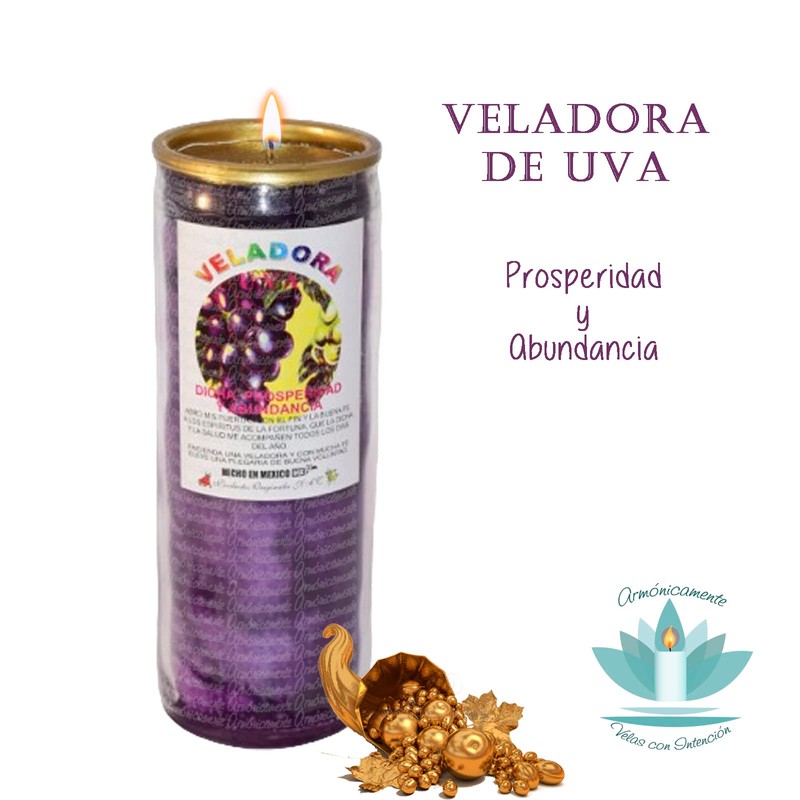 VELADORA DE UVA | ABUNDANCIA, PROSPERIDAD, EXITO, VELA AROMÁTICA DE