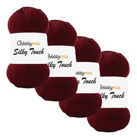 HobbyMia Silky Touch Crochet Yarn - 100gr / 383yds - 100% Microfiber Acrylic - (2) Sport Fine Weight - Silky Effect Yarn for Hand Knitting (Red - Claret Red, 4 Skeins)