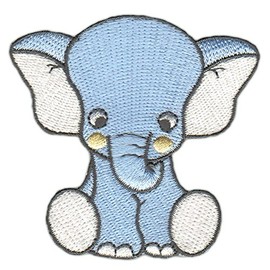 Elephant Baby Blue Iron-On Patch, Iron-On Patch, Iron-On Patch, Appliqué Patch, Size 7.3 x 7.0 cm