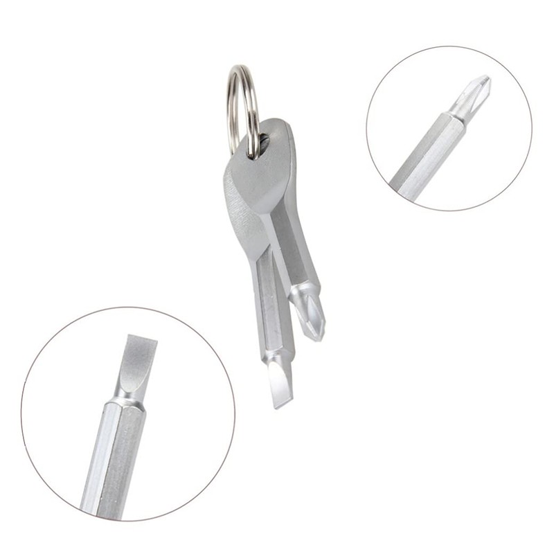HappyHome Screwdriver Keychains, Phillips and Negative 2-Pack Portable Keychain with