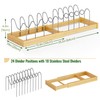 Tomorotec Bamboo Pot Lid Holder with Adjustable Stainless Steel Dividers,