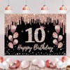 10th Birthday Decorations for Girls, Party Decoration Black and Rose