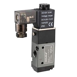 uxcell DC 12V 3 Way 2 Position 1/8" PT,Pneumatic Air Control NC Solenoid Valve,Internally Single Piloted Acting Type,3V110-06