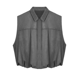 Tankaneo Womens Faux Suede Vest Lapel Sleeveless Casual Cropped Jacket Trendy Streetwear Outerwear