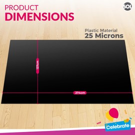 2pk Long Black Table Cloth Party | 274 x 137cm Plastic Table Cover Party Table Cloth Disposable Tablecloths for Parties | Plastic Tablecloth | Black Disposable Tablecloth Plastic Table Cloth