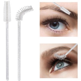 100 varitas desechables para rímel, brocha para cejas de cristal para extensiones de pestañas, cepillos de pestañas con recipiente (blanco)