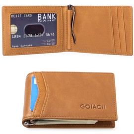 GAEKEAO Mens Wallet Slim RFID Blocking Front Pocket Wallets for Men with Money Clip Genuine Leather Minimalist Wallet