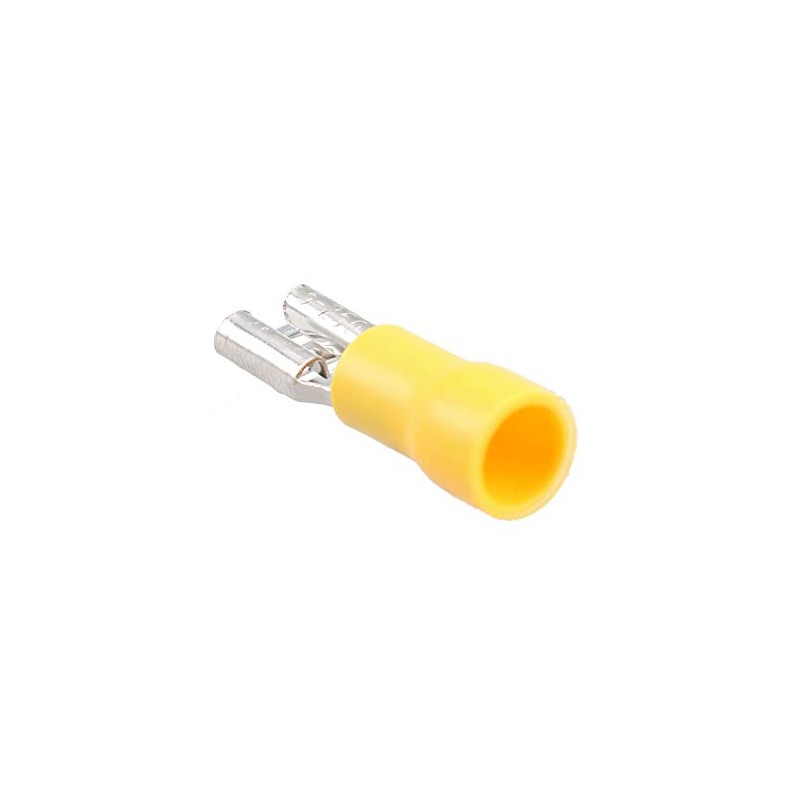5mm Female Yellow Electrical Cable Wire Spade Terminals Crimps Connectors