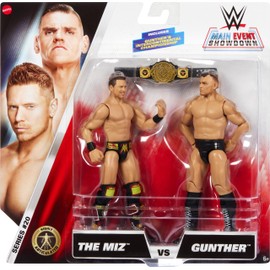 Mattel WWE Main Event Championship Showdown 2-Pack Action Figures & Accessory, Series #20 Gunther & The Miz Collectible Set