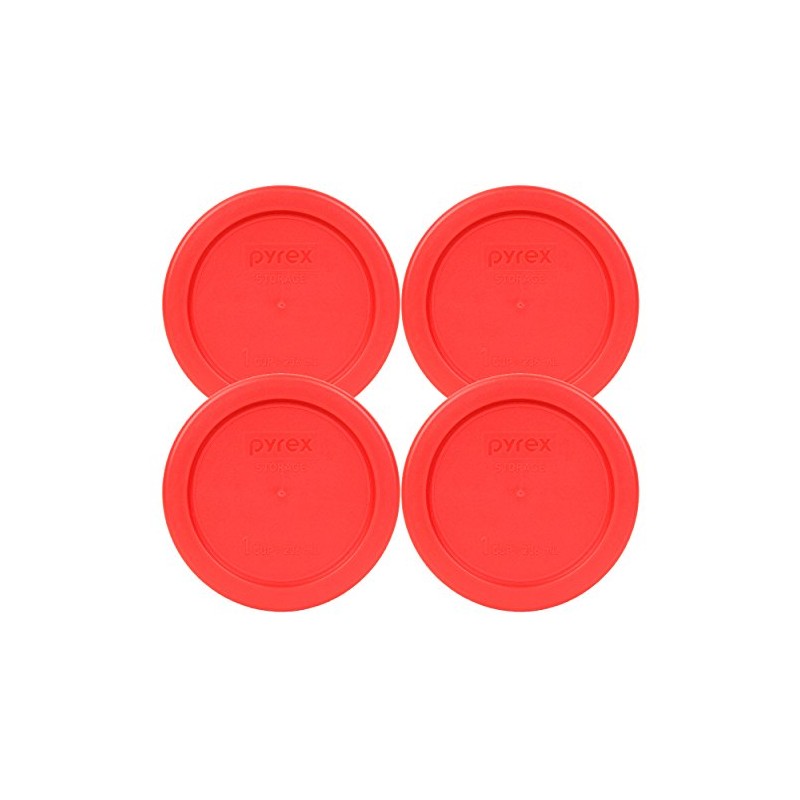 Pyrex 7202-PC 1 Cup Red Food Storage Replacement Lid (4-Pack)