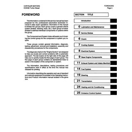 1990 Dodge Truck Cummins 5.9 Diesel Engine Repair Supplement to 1990 Dodge D/W Truck Manual By Detroit Iron