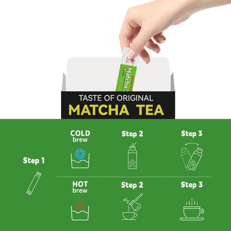 TIAN HU SHAN Matcha Green Tea Sticks, Portable Matcha Powder
