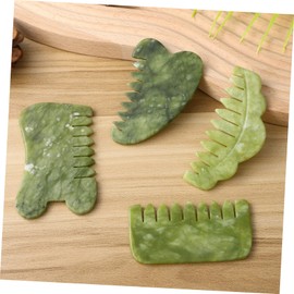 LALAFINA 4 Pcs Jade Comb Jade Stone Comb Gua Sha Scalp Comb Facial Gua Sha Tool Scalp Gua Sha Comb Jade Head Comb Jade Hair Comb Body Scraping Board Detangling Comb Massage Wide Tooth Comb