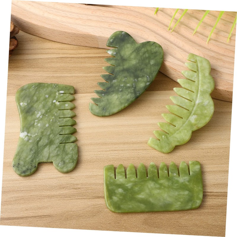 LALAFINA 4 Pcs Jade Comb Jade Stone Comb Gua Sha