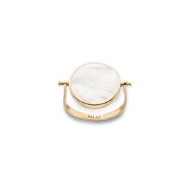 Palas Jewellery Women's Mother of Pearl Evil Eye Spinning Ring, Gold, Medium
