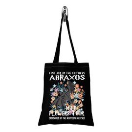 FOTAP Throne Themed Gift Abraxos Wild flowers Tour Tote Bag for Novel Book Lover Bibliophile Gift (BLK-ABRAXOS tote)