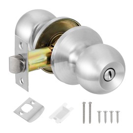 Knpwer Door Knob with Lock, Metal Door Knob, Rotating Ball Knob, Round Door Handle, Door Printer, Door Handle, Rotatable Door Knob
