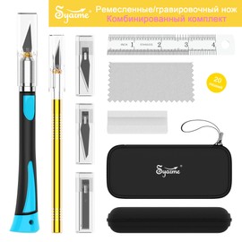 Craft Knife Set, 2 Pcs Precision Knife with 20 Pcs Sharp Blades and Storage Box, Professional Hobby Utility Knife Perfect for Carving, Modeling, Arts and Crafts Carving 26 Pcs (Blue)