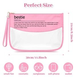 Sfodiary Besties Gifts for Women Makeup Bag Best Friend Friendship Gifts for Girls Christmas Birthday Present for Sister Women Friends Work Bestie Cosmetic Bag Zipper Travel Toiletry Pouch